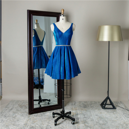 Simple design blue mini short party homecoming dress for teens