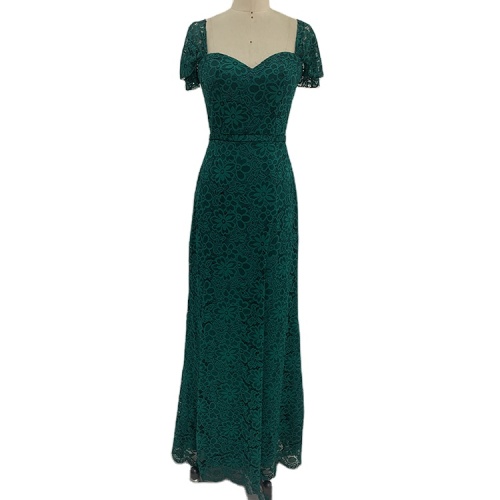 Mother green color mermaid Lace fabric Party Peach Maxi Simple Casual Evening Wedding Bridesmaid Dresses