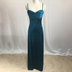 Elegant v neck spaghetti strap velvet wrap sexy ladies party evening dresses