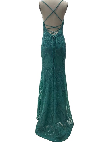 High quality Turquoise sweetheart sequin with pattern mermaid prom evening dress with slit