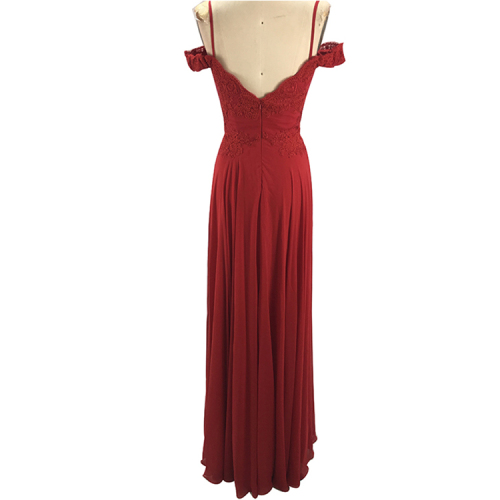 Evening Dresses Red Long Bridesmaid Dresses Wholesale Sweetheart Neckline Off-the-shoulder Backless Sexy for Bridesmaid Taffeta