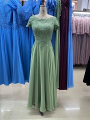 Solid Color Short Sleeve a Line Chiffon Skirt Long Plus Size Dress Groom Dresses Fat Mother of The Bride for Summer 2023 Natural