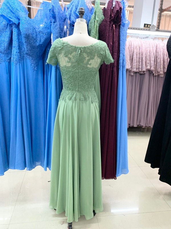 Solid Color Short Sleeve a Line Chiffon Skirt Long Plus Size Dress Groom Dresses Fat Mother of The Bride for Summer 2023 Natural