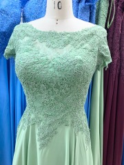 Solid Color Short Sleeve a Line Chiffon Skirt Long Plus Size Dress Groom Dresses Fat Mother of The Bride for Summer 2023 Natural