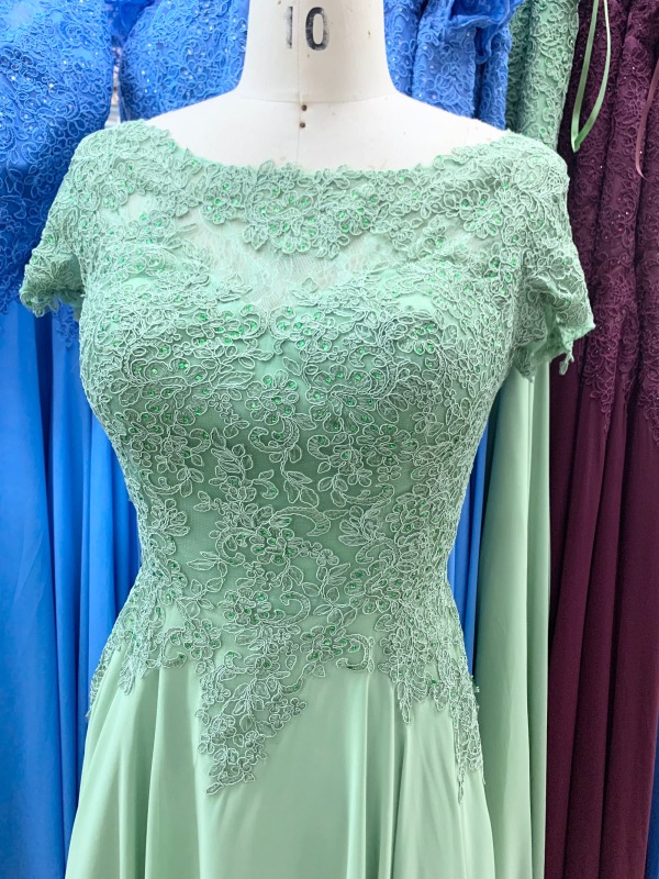 Solid Color Short Sleeve a Line Chiffon Skirt Long Plus Size Dress Groom Dresses Fat Mother of The Bride for Summer 2023 Natural