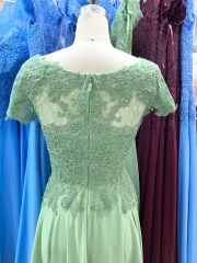 Solid Color Short Sleeve a Line Chiffon Skirt Long Plus Size Dress Groom Dresses Fat Mother of The Bride for Summer 2023 Natural