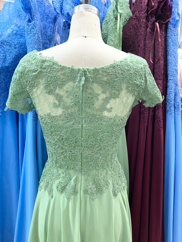 Solid Color Short Sleeve a Line Chiffon Skirt Long Plus Size Dress Groom Dresses Fat Mother of The Bride for Summer 2023 Natural