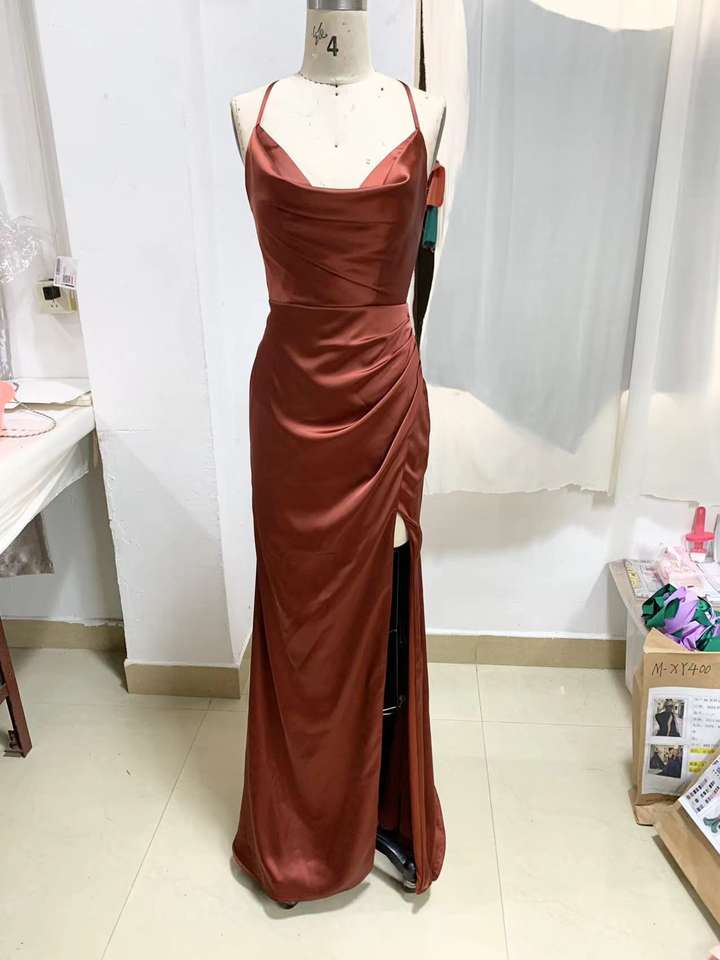 Sleeveless Solid Color Hight Slit Green Sexy Open Back Prom Dress