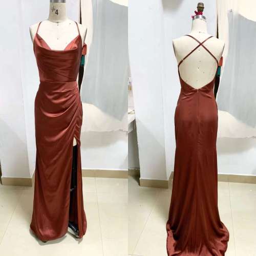 Solid Color Floor Length Simple Sexy Wholesale Train Mermaid Prom Dress
