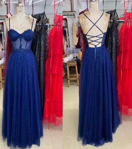 A Line Corset High School Glitter Teenagers Prom Dresses