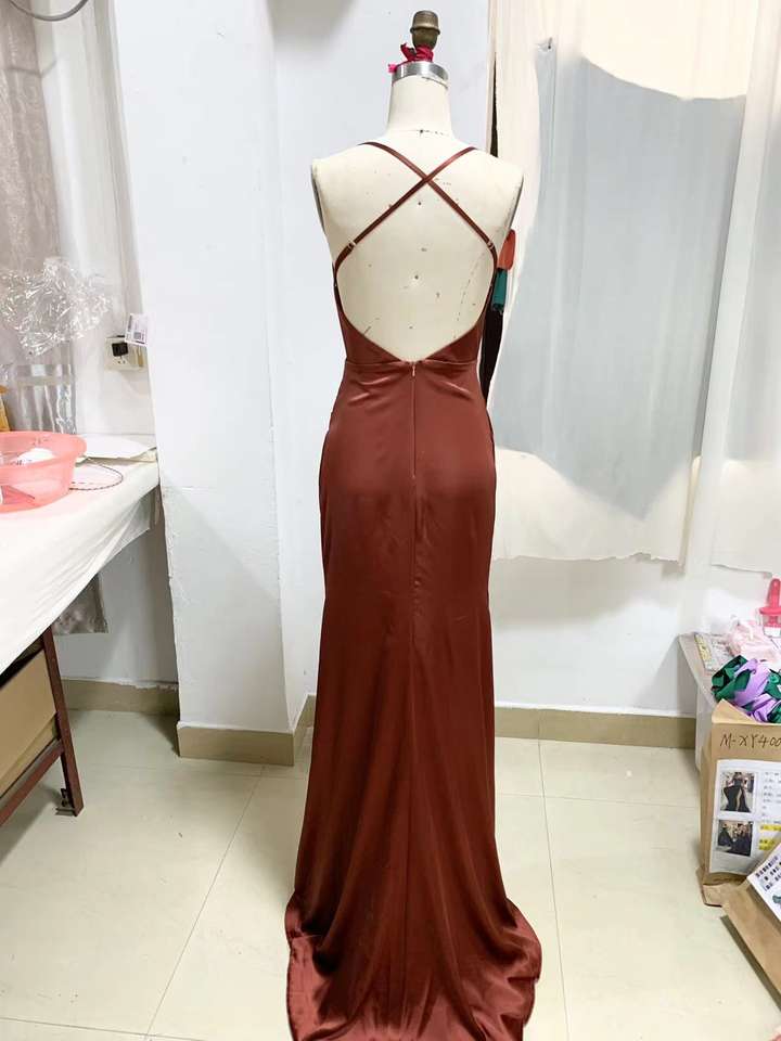 Sleeveless Solid Color Hight Slit Green Sexy Open Back Prom Dress