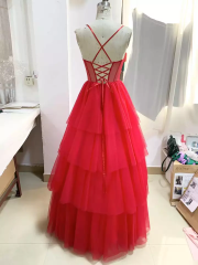 Sexy Lace Up Back Ruffle A Line Corset Fitted Elegant Luxury Sweetheart Prom Dress