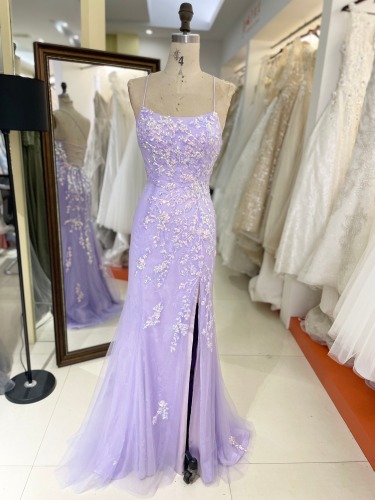 Mermaid Square Neckline Leg Open Evening 2023 Prom Dress