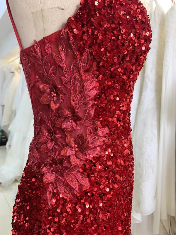 Sexy Sequin Velvet Deep V Neck Special Back Prom Dress