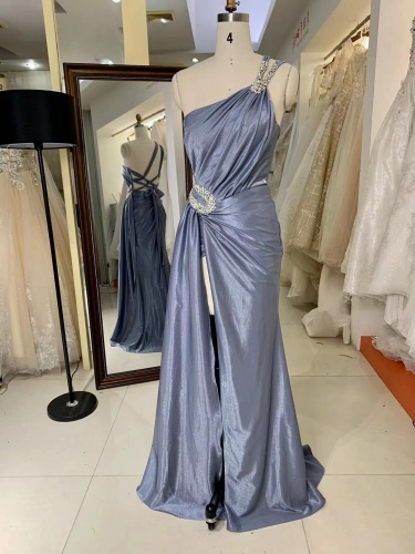 One Shoulder Fashion Sexy Special Bodice Back Sexy Elegant Dresses Women Evening