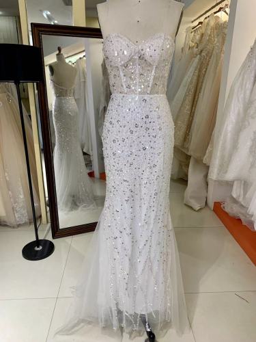 Sweetheart Neckline Fitted Corset Bodice Mermaid Sexy Back Evening Dress