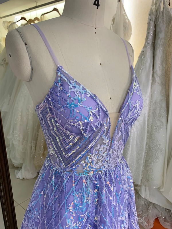 Lilac purple sequin sleeveless A line puffy short prom homecoming graduation dresses for girls