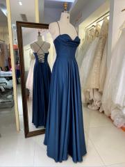Teal Mauve Emerald green shiny satin sleeveless pleated corset A line lace up back prom bridesmaid wedding guest dresses 20 1 buyer