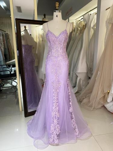 Embroidery sequin mermaid gowns prom evening dress whosale for women