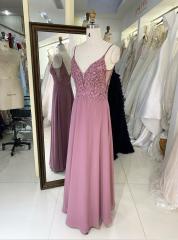 Wholesale new elegant purple beading embroidery long chiffon prom dresses 2023
