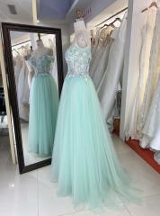 Wholesale american off shoulder multi color 3D flower embroidery A line prom dress