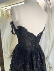 Factory wholesale Black off shoulder ruffle dresses dress arabic luxury prom evening mermaid gown
