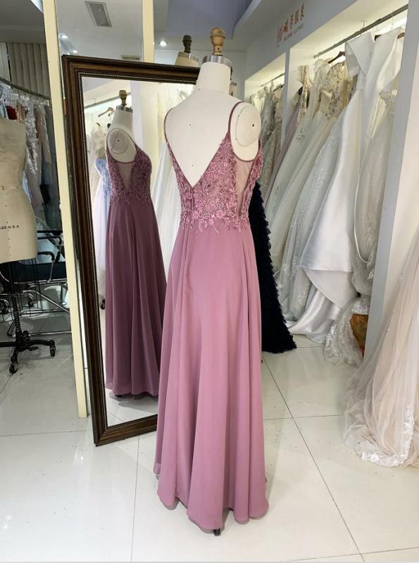 Wholesale new elegant purple beading embroidery long chiffon prom dresses 2023