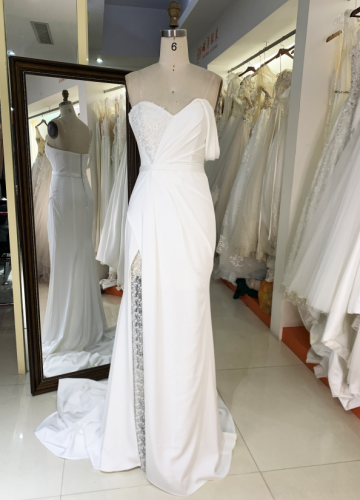 Shinning sequin pearl wedding dresses for women elegant sexy party solid