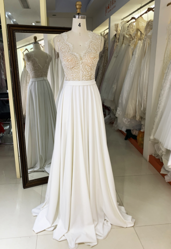 Lace with chiffon elegant sexy wholesale dress for wedding bridal