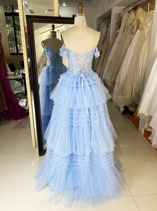 Wholesale-lace-ruffles-evening-party-prom-dresses