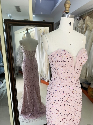 New sweetheart beading tassel sequined prom dresses long night elegant