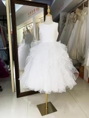 2023 White new cute ruffle children's evening dresses kid dresses for girls