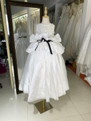 White Lilac luxurois princess summer sleeveless sequin satin flower girl dress ball gown