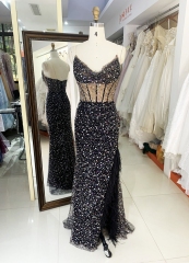 2023 New elegant sequin glittery prom dresses floor-length women evening