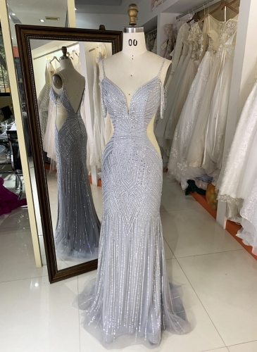 Silver off shoulder luxurious prom dresses with modest evening dress sexy