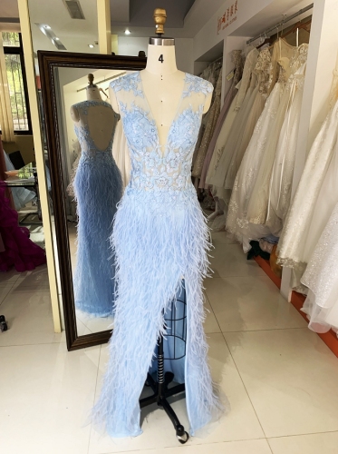 New further embroidered elegant prom dresses dress blue for woman
