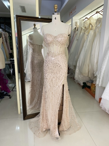 New wholesale pearl sequins corset prom dresses elegant for woman