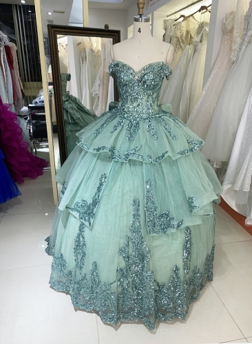 New glittery cheap quinceaneras dress night elegant ball gown for woman