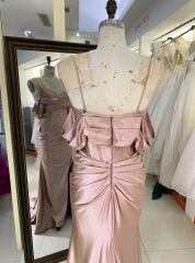2024 New beading satin dress off shoulder pleat prom night elegant for women