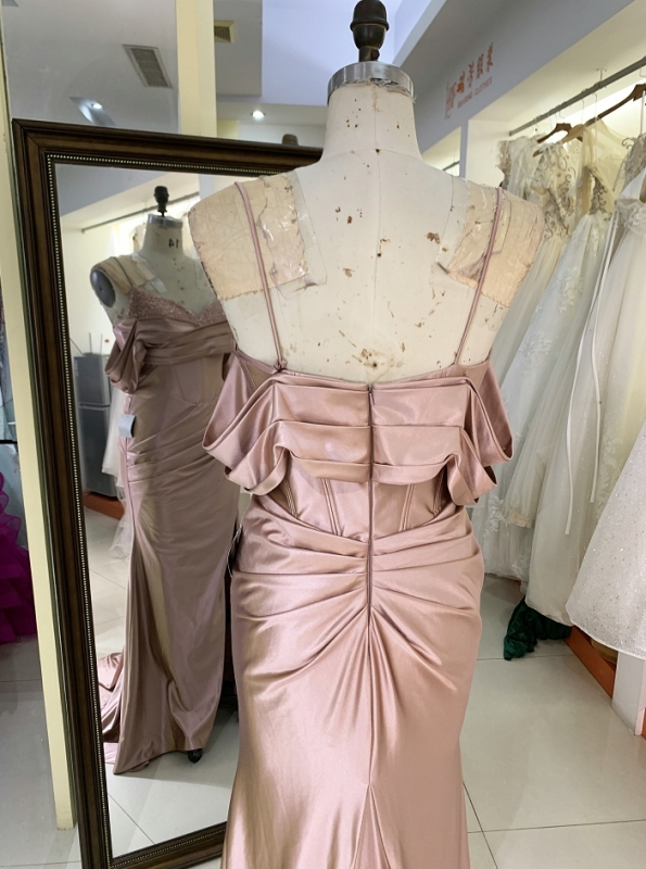 2024 New beading satin dress off shoulder pleat prom night elegant for women