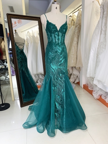 New pattern glitter embroidered prom dresses evening dress for woman