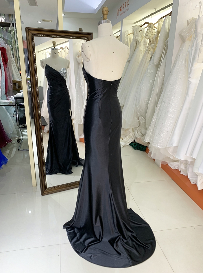 2024 New pleat dresses with one bust beading prom night elegant for women