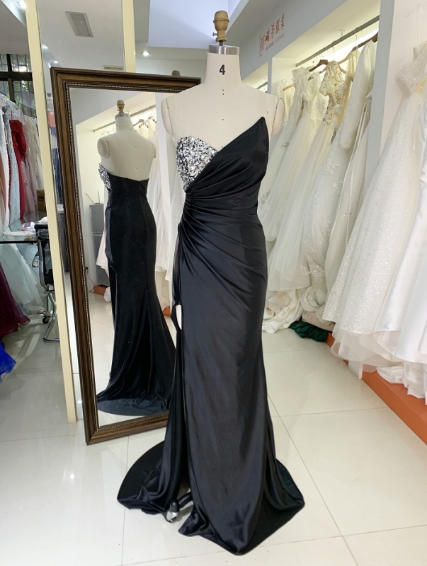 2024 New pleat dresses with one bust beading prom night elegant for women