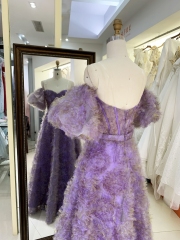 New lilac boning ruffle tulle layers long prom dresses elegant for girls