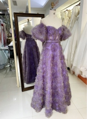 New lilac boning ruffle tulle layers long prom dresses elegant for girls