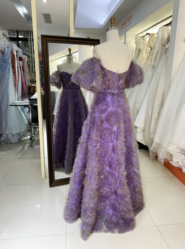 New lilac boning ruffle tulle layers long prom dresses elegant for girls