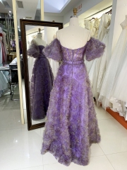 New lilac boning ruffle tulle layers long prom dresses elegant for girls
