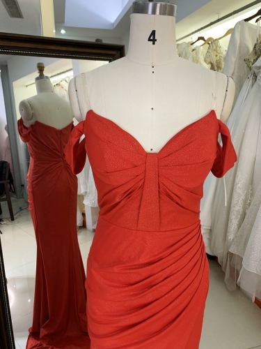 New pleat design dress off shoulder pleat prom night elegant for women