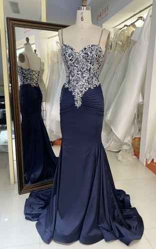 New pleat dresses with hand made beading prom night elegant for women