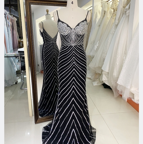 New prom dresses with sequin beading line evening night elegant for women